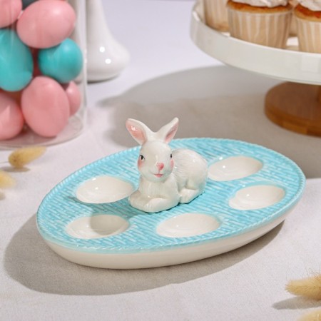 Top for eggs “Bunny”, 25 × 18 × 9 cm, blue color-1