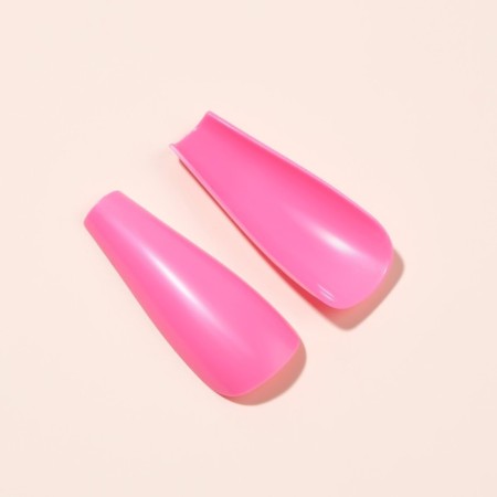Patching nails, 24 pcs, ballerina shape, pink color-3