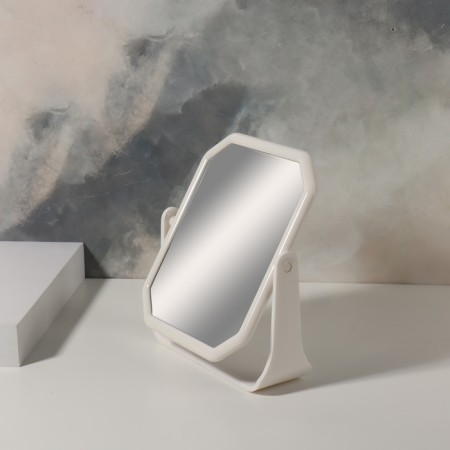 Mirror on a stand, bilateral, mirror surface 13.5 × 16 cm, white color-3