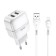 Network charger Hoco C77A, 2xUSB, 2.4 A, Lightning cable, 1 m, white