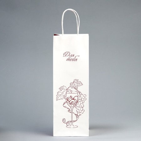 Gift package for a bottle, packaging, "for you", white craft, 13 x 36 x 10 cm-3