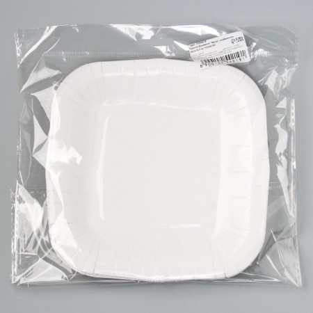 A plate disposable paper square "white", square, 16.5x16.5 cm-4