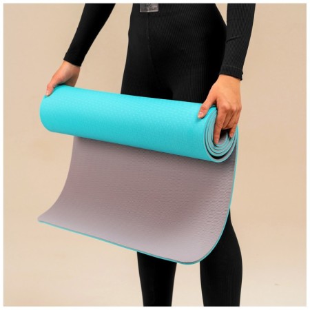 Fitness and yoga mat, 183x61x0.6 cm, gray/blue color-7