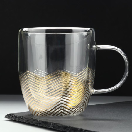 Glass mug with double walls "Geometry", 300 ml-1