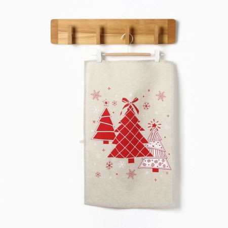 New Year. Red Tree towel, 39x60cm, 160g/m Len50% HL50%