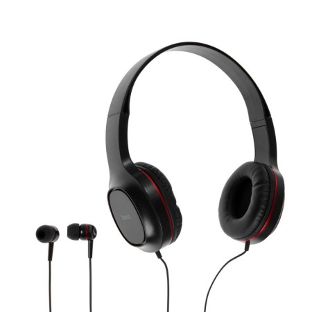 Hoco W24 headphone set, wired, overhead + vacuum, wired, red-1