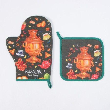 Set of kitchen. Ethel "Samovar": 19x19 cm, mittens-output 20x28 cm, 100% HL-1
