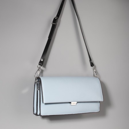 Genuine leather bag, adjustable, with carbines, 60 ± 2 cm × 1.2 cm, black/silver color-5