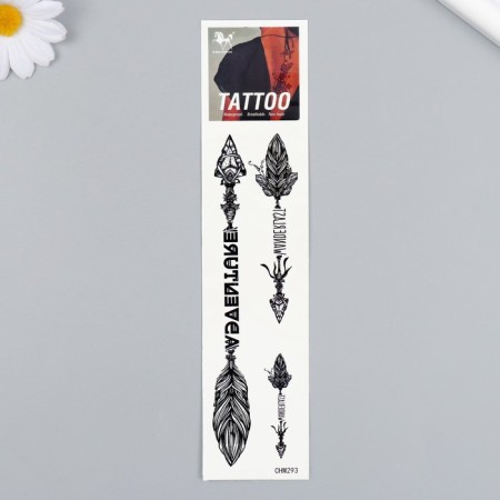 Tattoo on the body black "arrows with feathers" 20.8x4.7 cm