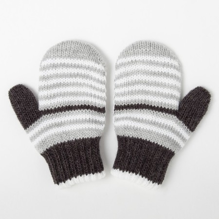 Baby mittens double, gray color, size 12-1