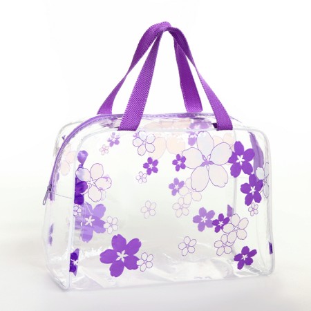 Cosmetic bag with zipper, purple color-1