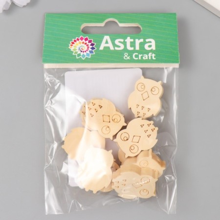 Wooden beads "Astra" owl 17x22 mm, 18 gr. 10 pcs/pack, natural wood-3