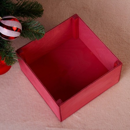 Gift box "Merry Christmas, with deer", burgundy, 20 × 20 × 10 cm-2