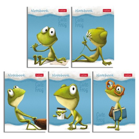 Notepad A7, 48 sheets, in a cage, on a gluing, "frog den", cover covered paper, lamination, three -colored block, block 60 g/m2, 5v mix