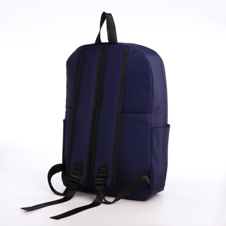 Youth backpack from textiles with a zipper, waterproof, 4 pockets, blue color-3