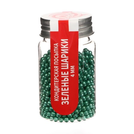 Confectionery Sprinking "Green Balls", 4 mm, 50 g-1