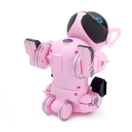 Robot Dog "Pappy", with programming, on the control panel, interactive: sound, light, on the battery, pink-3