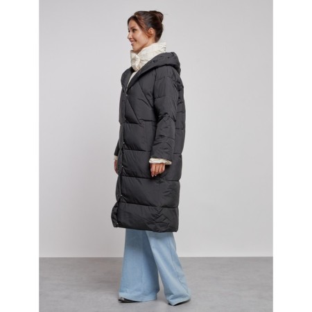 Coat insulated winter female, size 46, black color-1