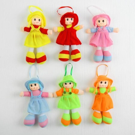 Soft toy "Doll with tails", in a sundress, striped jacket, color mix-2