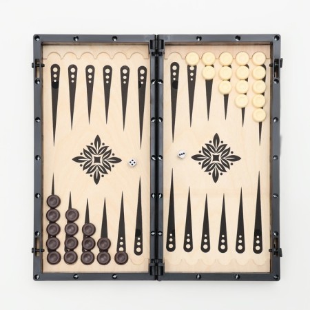 Board game 3B1: chess, checkers, backgammon 40x40 cm, king h = 10 cm-3