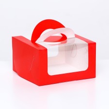 Bearbox under the bento-port with a window, scarlet, 14 x 14 x 8 cm