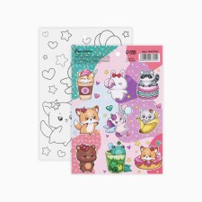 Paper stickers “Cute characters”, with coloring, 11 x 15.5 cm