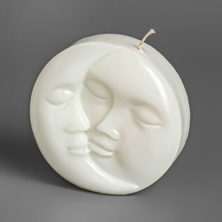 Figure candle "Sun and Moon", 6x2.5 cm, white-3