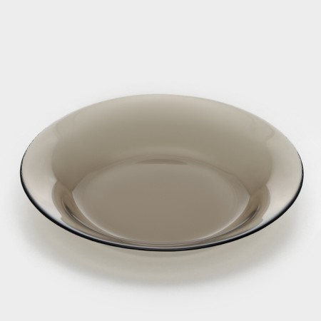 Small glass plate "Warckeshop Brows", D = 22 cm, brown color