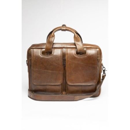 Male portfolio, genuine leather de-gosa brown, 42x9x32 cm