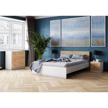 Bedside table, 420x420x400, white/oak craft gold (Ronda bedroom)-1