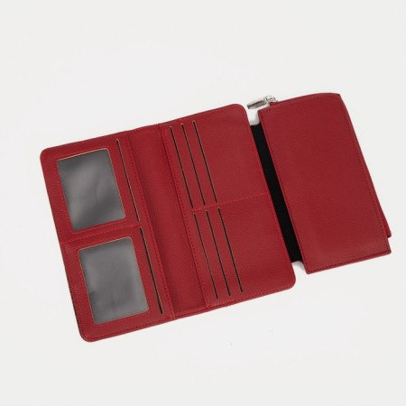 Women's wallet on the button, burgundy color-3