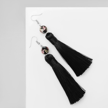 Earrings Assorted "Brushes" Muranian glass, black color, l brush 8.5 cm