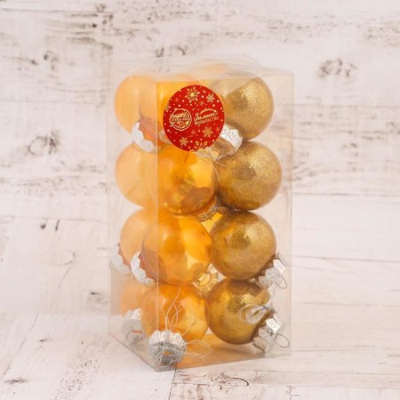 Set of balls plastic D-5 cm, 16 pcs "Felicia Assorted" golden yellow-1