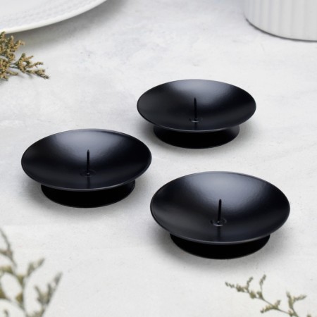 Set of candlesticks Metal "Lotus", 7.5x2 cm, 3 pieces, black-5