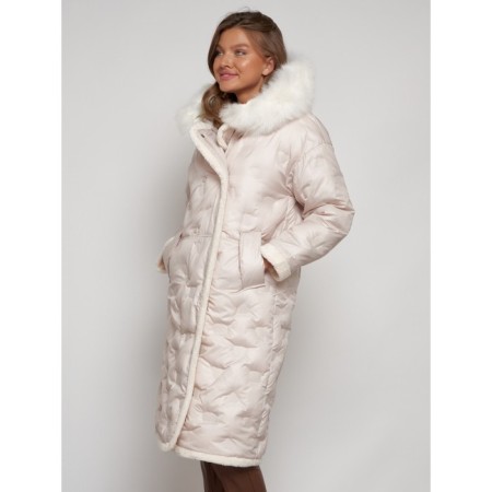 Coat insulated winter female, size 46, beige color-5