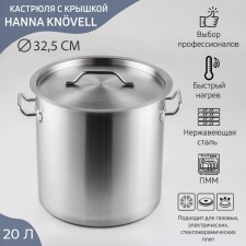 Stainless steel pan Hanna Knövell Horeca, 20 l, thickness 0.8 mm, 201 steel, metal cover