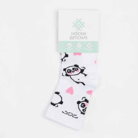 Nosk children's kaftan "pandas", size 16-18, white color-4