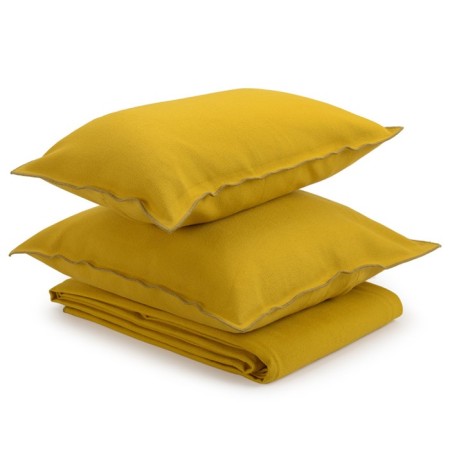 Mustard blanket with a contrasting edging Essential, size 180x250 cm-5