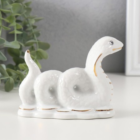 Souvenir Ceramics "Cobra Creeping" white with gold 4x11.3x8.5 cm-2