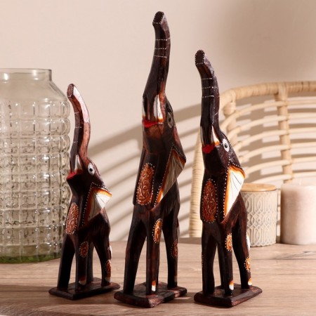 Souvenir tree (set 3 pcs) "Elephants trunks up stars on the ears" 35x24x5 cm mix