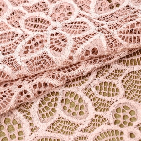 Lace elastic fabric, 180 mm × 2.7 ± 0.5 m, pink-beige color-1