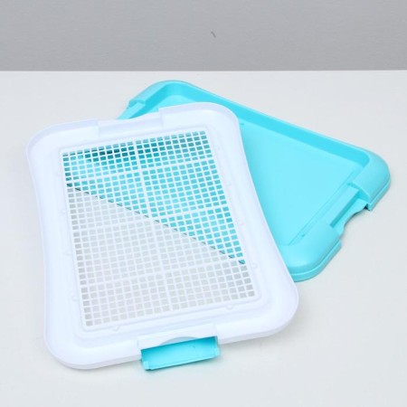 Dog toilet with a grid and a column, 45 x 35 x 4.5 cm, blue-5