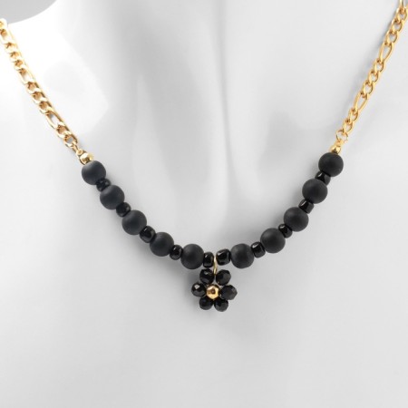 A decarative -based pendant -basis “flower” amelia, black color in gold, 45cm-1