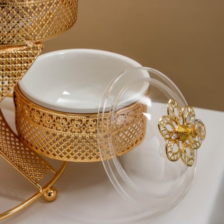 Gavana dessert stand, 35 × 35 × 53, 6 sections, Golden metal color-1