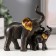 Souvenir Polystone "Elephant African Brown with elephants" Golden ears 11x12x5.5 cm