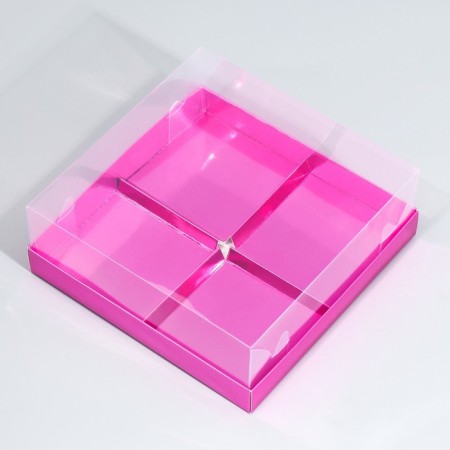 Confectionery box for mousse cakes "Pink", 17.8 x 17.8 x 6.5 cm-1