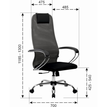Кресло для руководителя BRABIX PREMIUM Ultimate EX-800 хром, сетка Х2, черный/серый-1