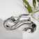 Brooch "Snake" Cobra, white color in black silver