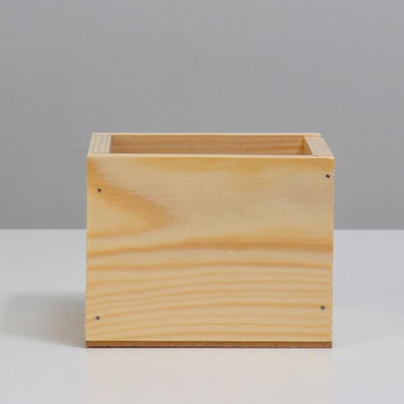 Wooden Kashpo, 12.5 × 10.5 × 9.5 cm "Be Happy", engraving-1