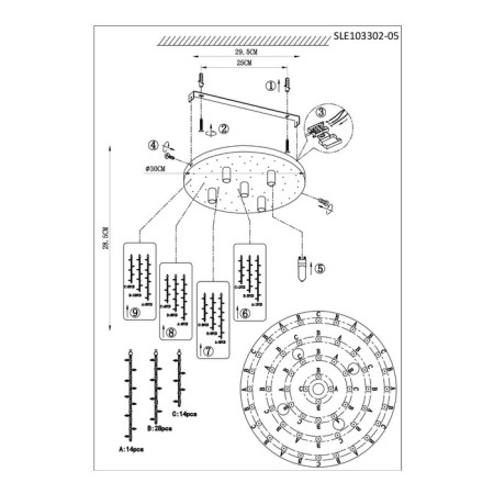 Ceiling EVOLUCE lamp. Sle103302-05. Lucchio. 5x3 W, G9, 30x30x28.2 cm, chromium color-15